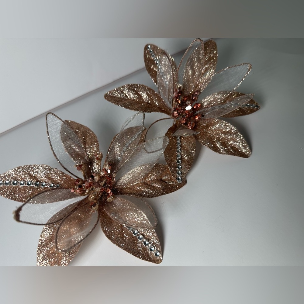 Glittery Christmas Ornaments Vintage-Looking Flower